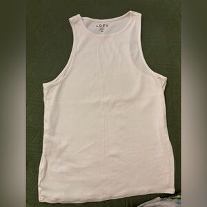 LOFT Cream Ribbed Tank Top